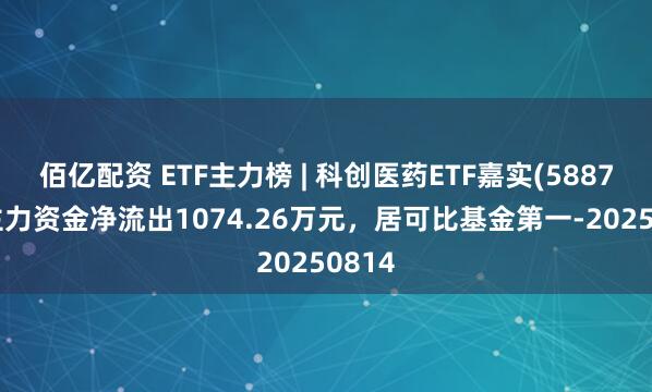 佰亿配资 ETF主力榜 | 科创医药ETF嘉实(588700)主力资金净流出1074.26万元，居可比基金第一-20250814
