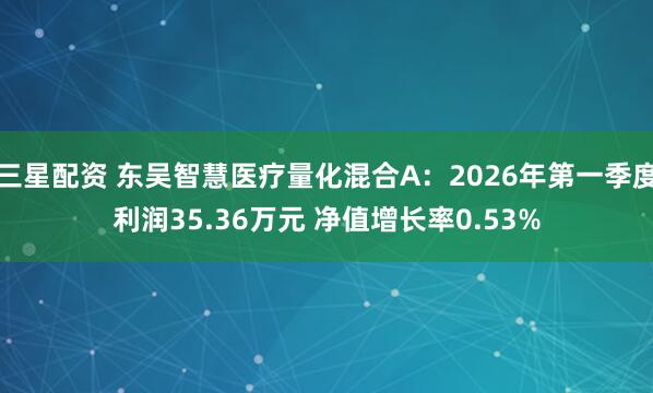 三星配资 东吴智慧医疗量化混合A：2026年第一季度利润35.36万元 净值增长率0.53%