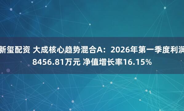 新玺配资 大成核心趋势混合A：2026年第一季度利润8456.81万元 净值增长率16.15%
