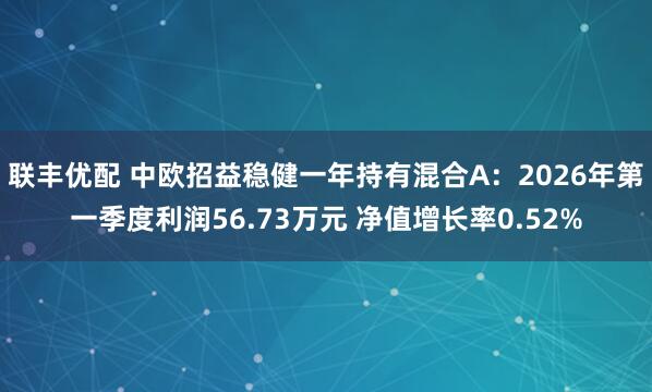 联丰优配 中欧招益稳健一年持有混合A：2026年第一季度利润56.73万元 净值增长率0.52%